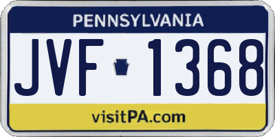 PA license plate JVF1368