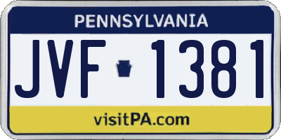 PA license plate JVF1381