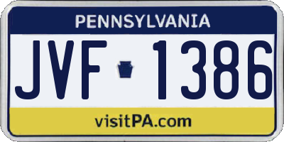 PA license plate JVF1386