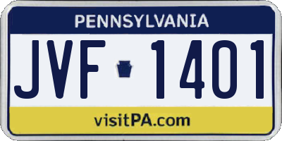 PA license plate JVF1401