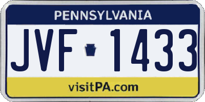PA license plate JVF1433