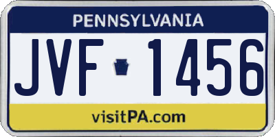 PA license plate JVF1456