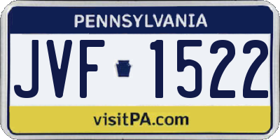 PA license plate JVF1522