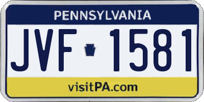 PA license plate JVF1581