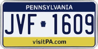 PA license plate JVF1609