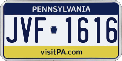 PA license plate JVF1616