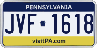 PA license plate JVF1618