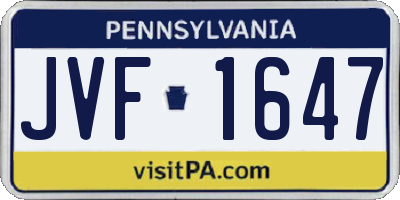 PA license plate JVF1647