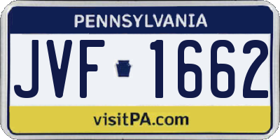 PA license plate JVF1662