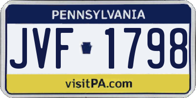 PA license plate JVF1798