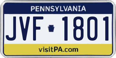 PA license plate JVF1801