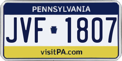 PA license plate JVF1807