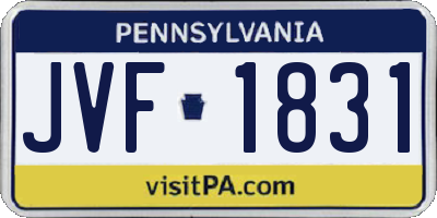 PA license plate JVF1831