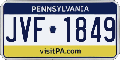 PA license plate JVF1849