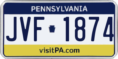PA license plate JVF1874