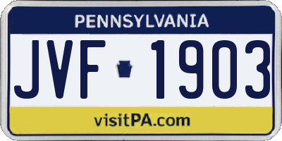 PA license plate JVF1903