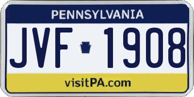 PA license plate JVF1908