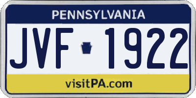 PA license plate JVF1922