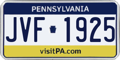 PA license plate JVF1925