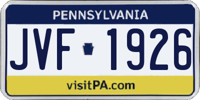 PA license plate JVF1926