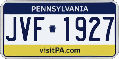 PA license plate JVF1927