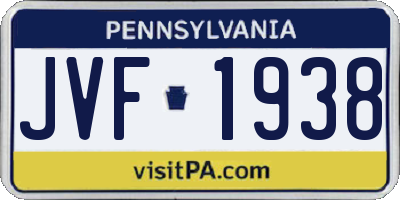PA license plate JVF1938