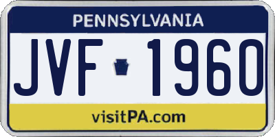 PA license plate JVF1960