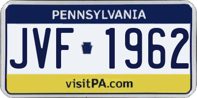 PA license plate JVF1962