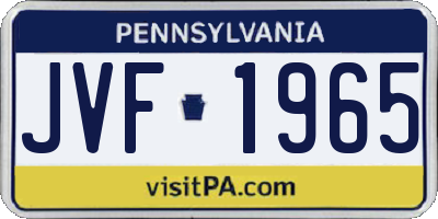 PA license plate JVF1965