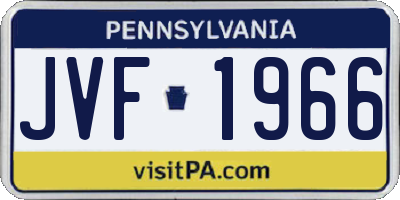 PA license plate JVF1966