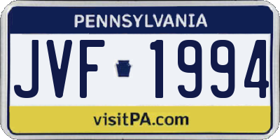 PA license plate JVF1994