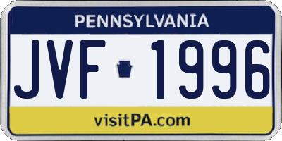 PA license plate JVF1996