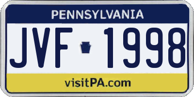 PA license plate JVF1998