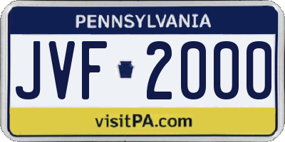 PA license plate JVF2000