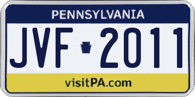 PA license plate JVF2011
