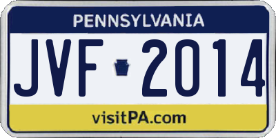 PA license plate JVF2014