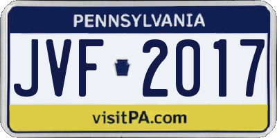 PA license plate JVF2017
