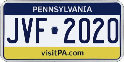 PA license plate JVF2020
