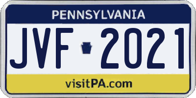 PA license plate JVF2021