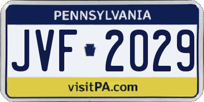 PA license plate JVF2029