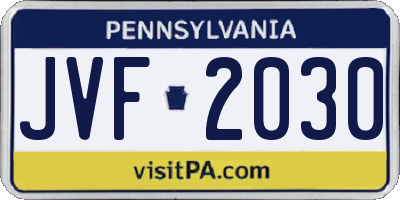 PA license plate JVF2030