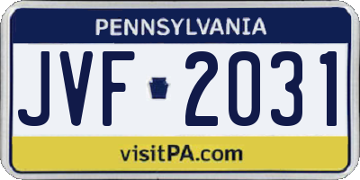 PA license plate JVF2031