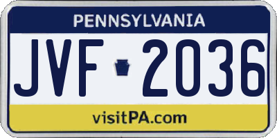 PA license plate JVF2036