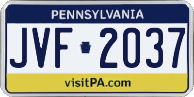 PA license plate JVF2037