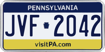 PA license plate JVF2042