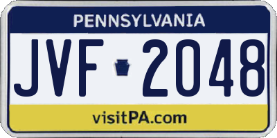 PA license plate JVF2048