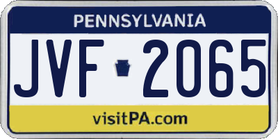 PA license plate JVF2065