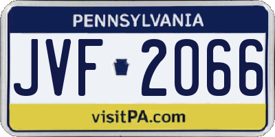 PA license plate JVF2066
