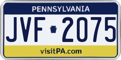 PA license plate JVF2075