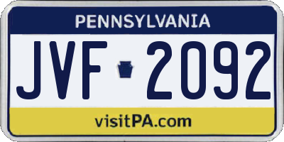 PA license plate JVF2092